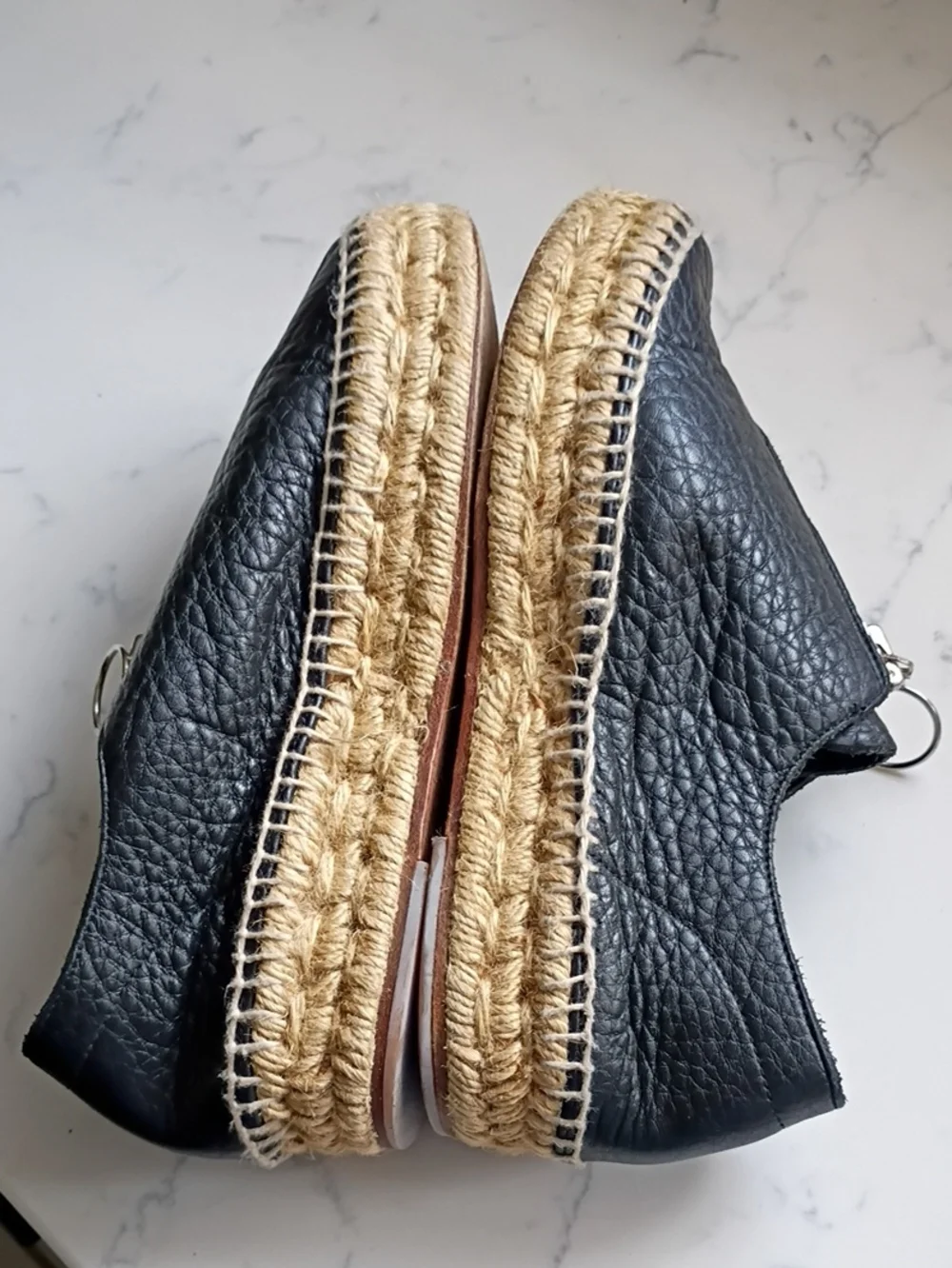 Alexander Wang Black Leather Zip Espadrille Platform Slip-On